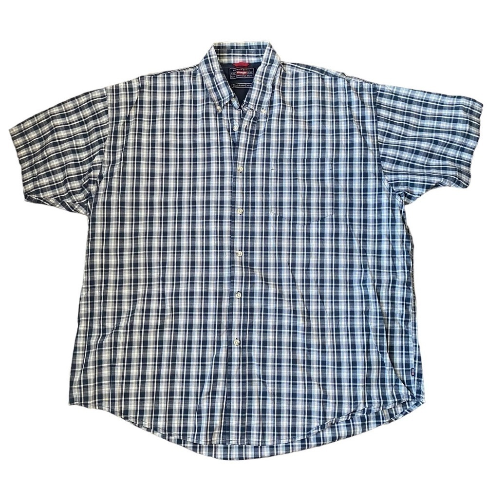 Wrangler Cool River Cotton Short Sleeve Plaid Button Down Size 2XL